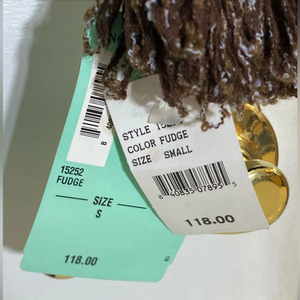 One Girl Who LADIES’ BROWN & BLUE FRINGED CARDIGAN Size SMALL NEW NWT - Picture 5 of 8